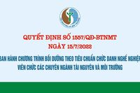 Quyết định số 1557/QĐ-BTNMT của Bộ Tài nguyên và Môi trường Ban hành Chương trình bồi dưỡng theo tiêu chuẩn chức danh nghề nghiệp viên chức các chuyên ngành tài nguyên và môi trường